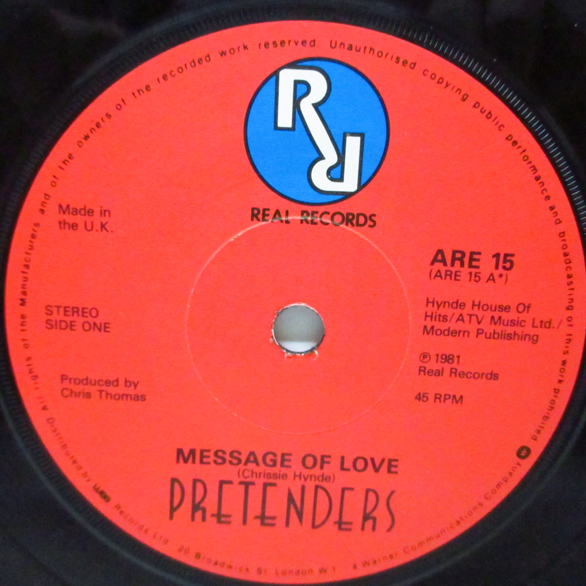PRETENDERS (プリテンダーズ) - Message Of Love (UK オリジナル 7"/光沢固紙ジャケ) B面アルバム未収録!