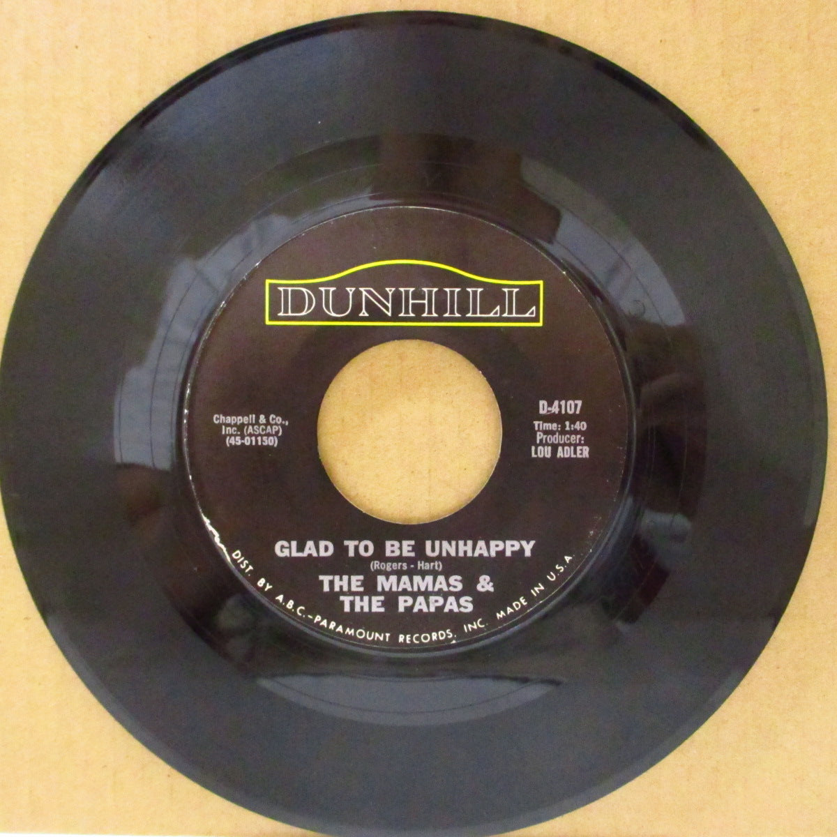 MAMAS & THE PAPAS, THE (ザ・ママス & ザ・パパス) - Glad To Be Unhappy (US '67 オリジナル 7インチ)美メロ・フォーキーポップ