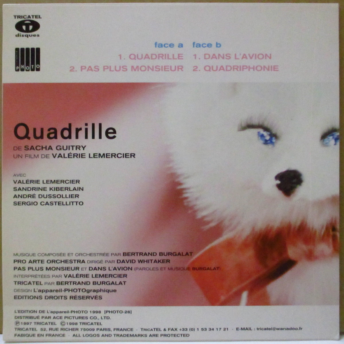 O.S.T. ('97年フランス産コメディ映画サントラ) - Bande Originale Du Film Quadrille (Japan '98 限定4曲入り 7インチ+光沢固紙ジャケ)