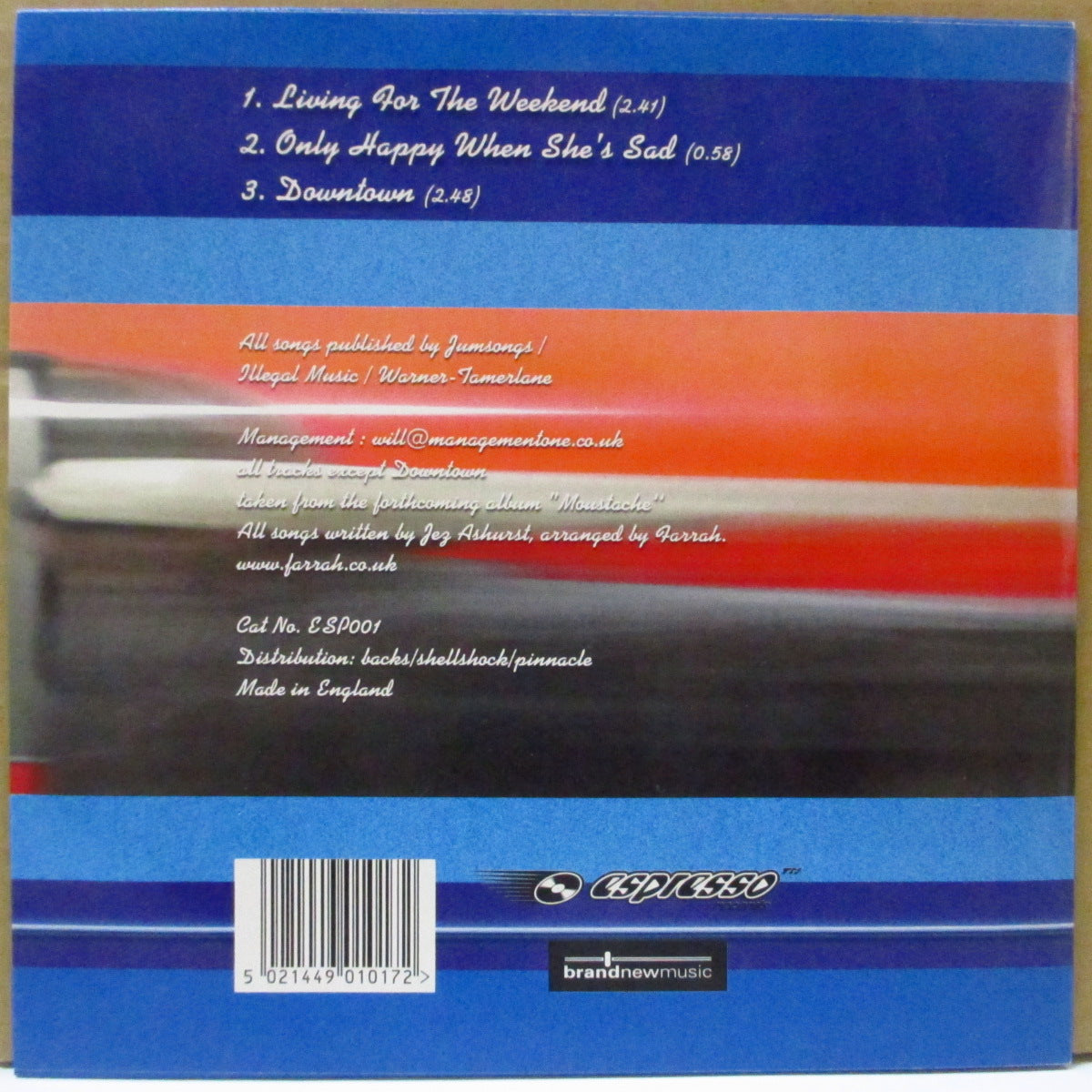 FARRAH (ファラー) - Living For The Weekend (UK オリジナル 7インチ+光沢固紙ジャケ)