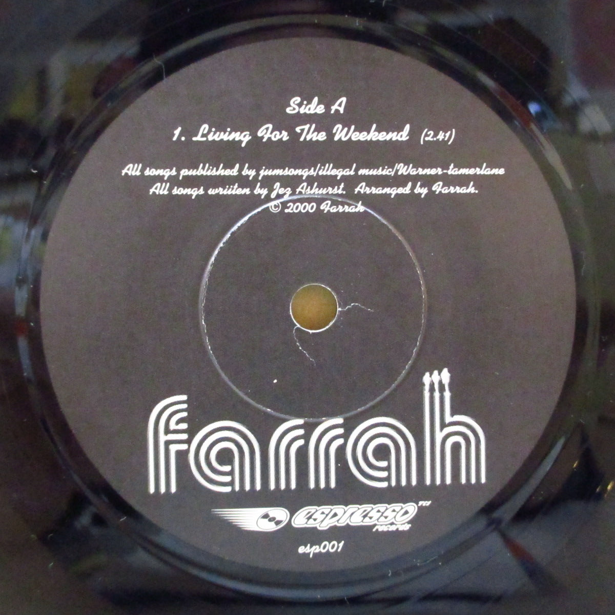 FARRAH (ファラー) - Living For The Weekend (UK オリジナル 7インチ+光沢固紙ジャケ)