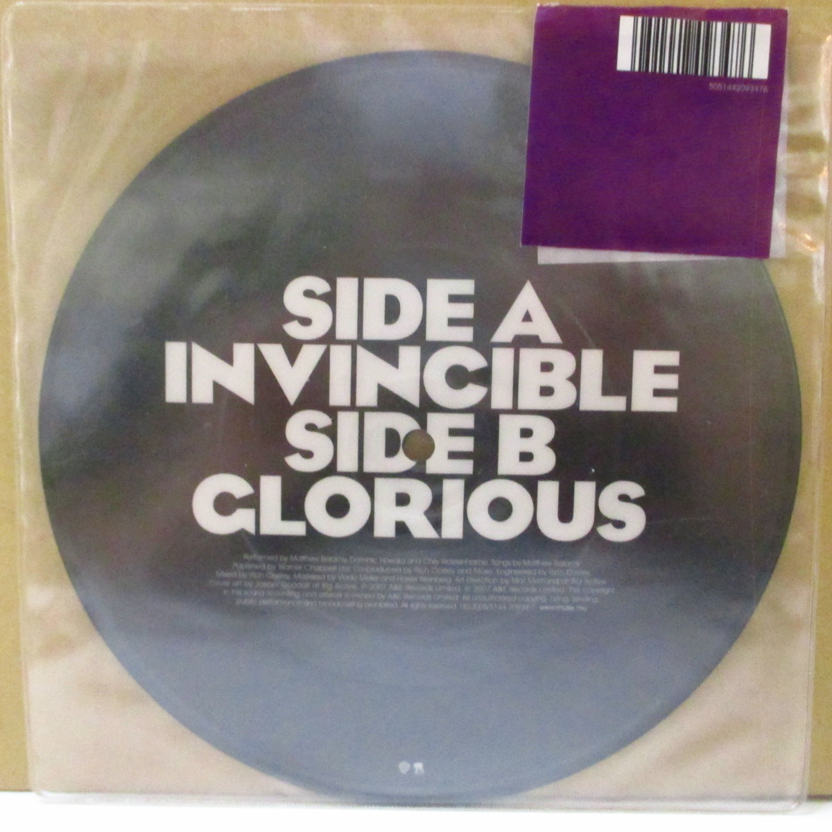 MUSE (ミューズ) - Invincible (UK '07 限定「ピクチャー」 7インチ+レアステッカー付きPVC)