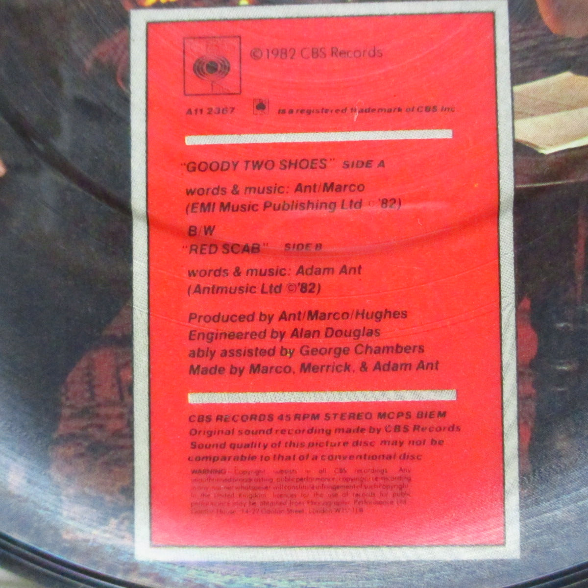 ADAM AND THE ANTS (アダム・アンド・ジ・アンツ) - Goody Two-Shoes (UK 限定ピクチャー 7"+PVC)