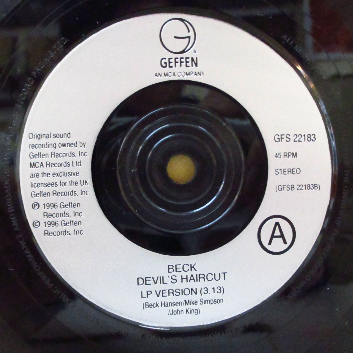 BECK (ベック) - Devils Haircut (UK オリジナル 7インチ+光沢固紙ジャケ)