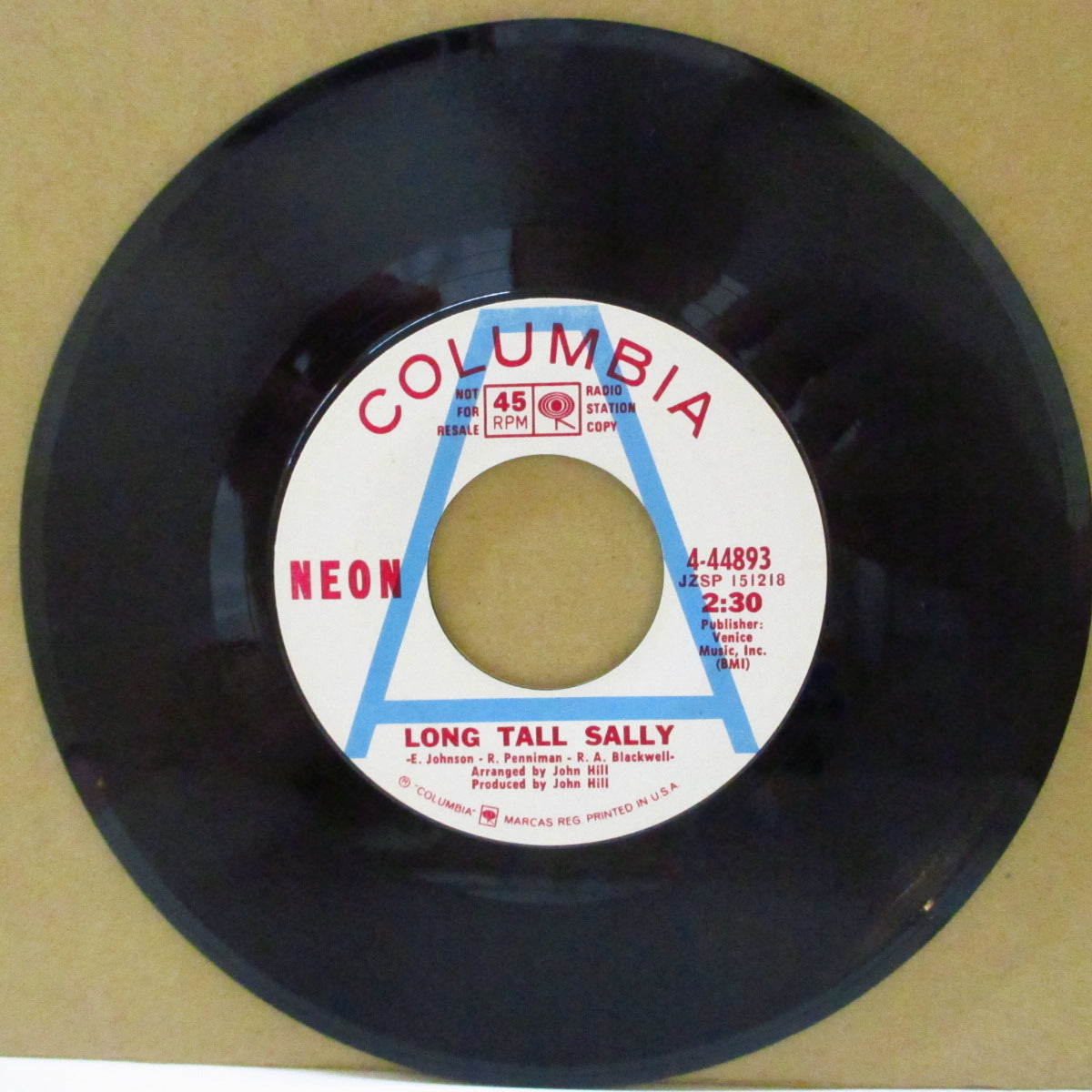 NEON (ネオン) - Long Tall Sally (US '69 プロモ・白ラベ7インチ) リトルリチャード名曲のホーン入りアップテンポ暴走ハード(ガレージ)ロック・カバー!