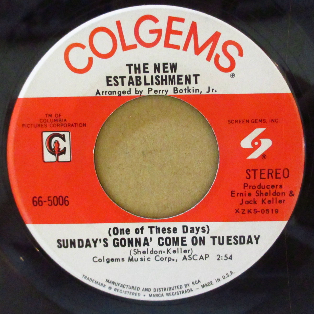 NEW ESTABLISHMENT, THE (ザ・ニュー・エスタブリッシュメント) - (One Of These Days) Sunday's Gonna' Come On Tuesday (US '70 オリジナル7インチ)フォーキー・サンシャインポップ隠れ名曲