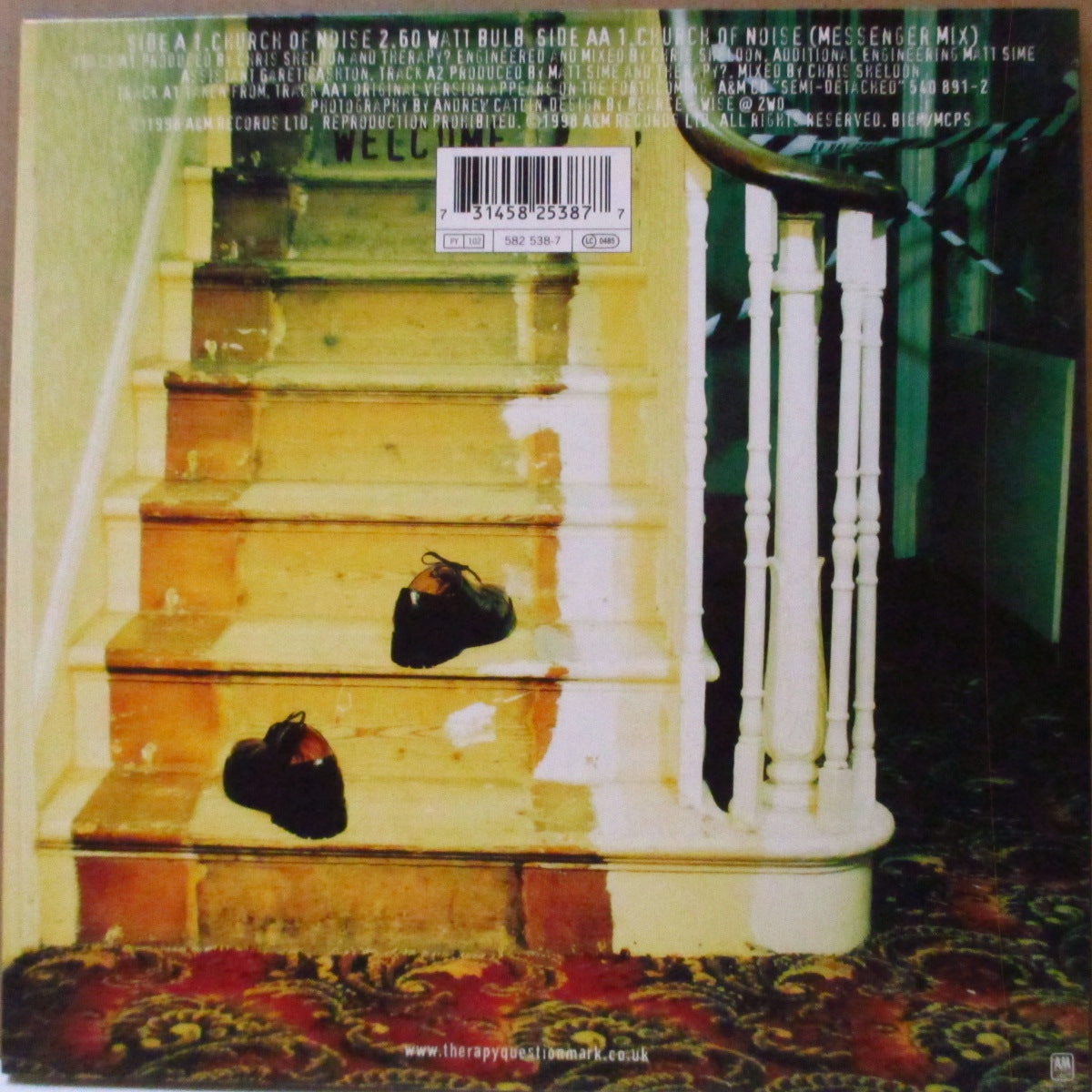 THERAPY? (セラピー?) - Church Of Noise +2 (UK '98 限定33回転3曲入り「赤盤」 7インチ+レアステッカー付き光沢固紙ジャケ)