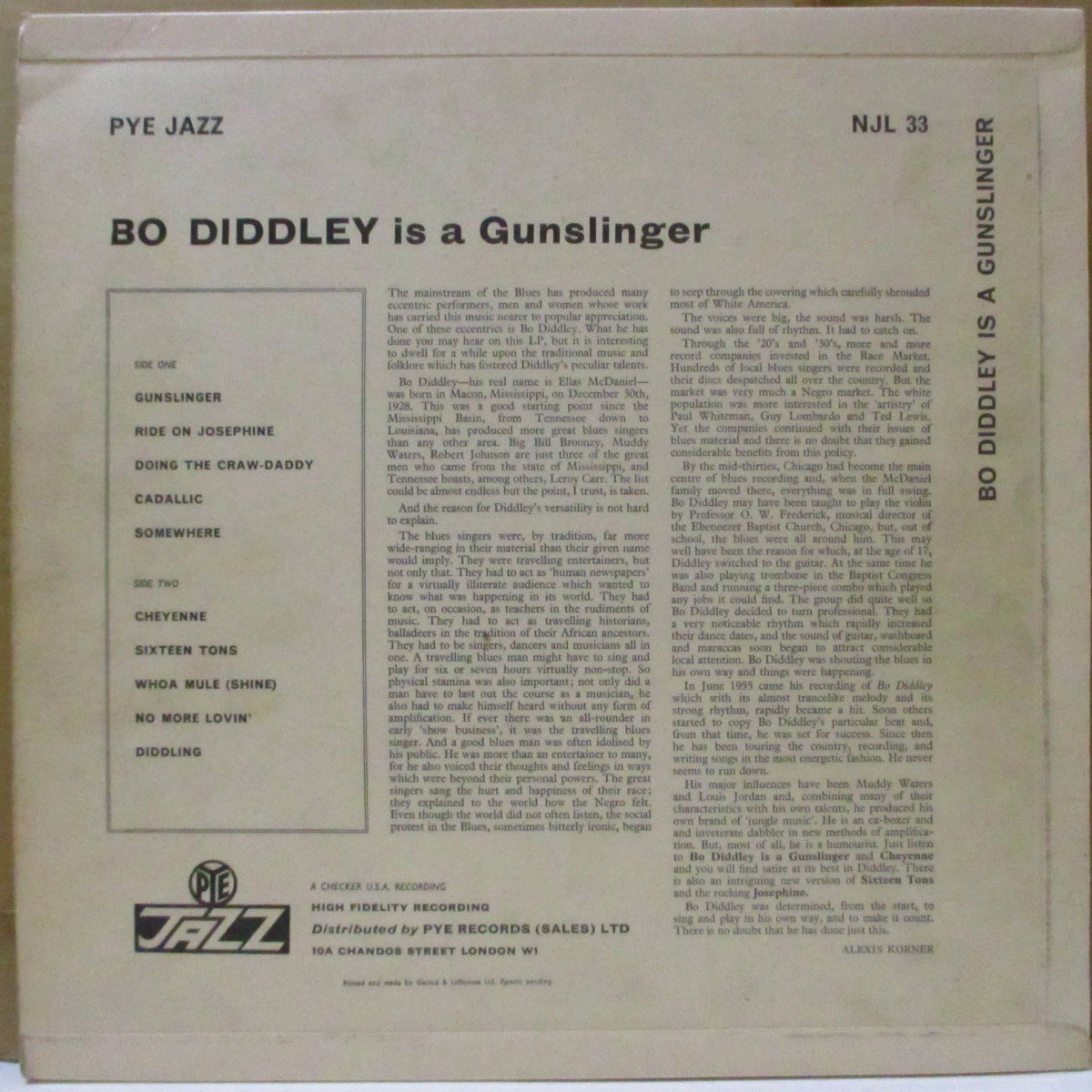 BO DIDDLEY (ボ・ディドリー) - Bo Diddley Is A Gunslinger (UK '62 オリジナル・モノラル LP/表面コーティング3面折り返しジャケ)