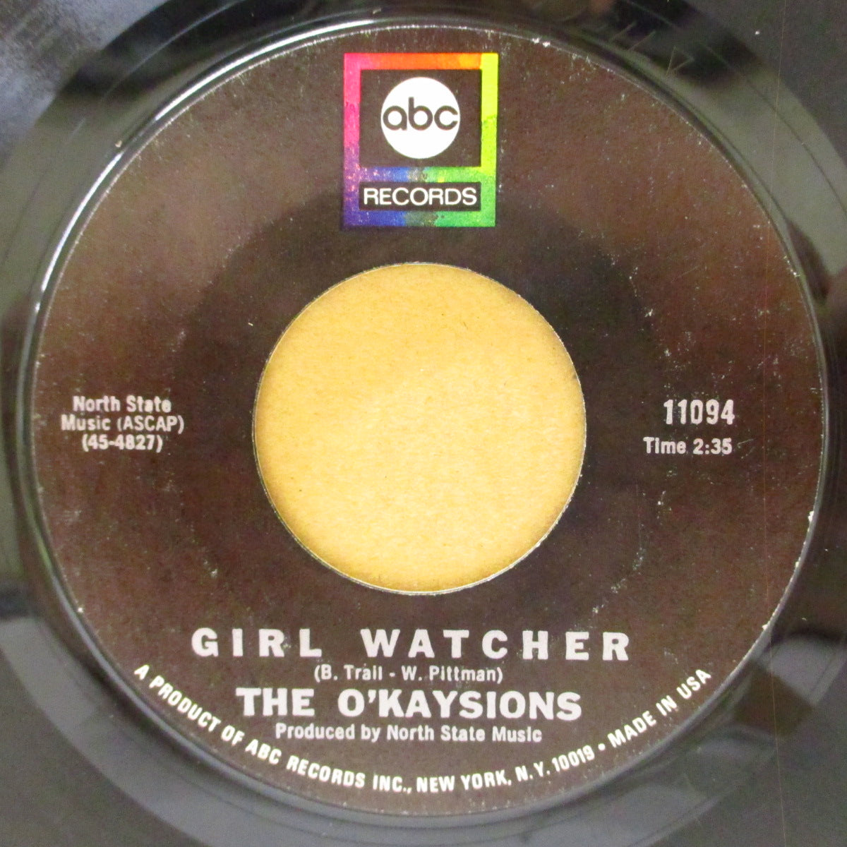 O'KAYSIONS, THE (ザ・オケイジョンズ) - Girl Watcher / Deal Me In (US '68 ABC社再発 7インチ)マイルド・ノーザン・クラシック!