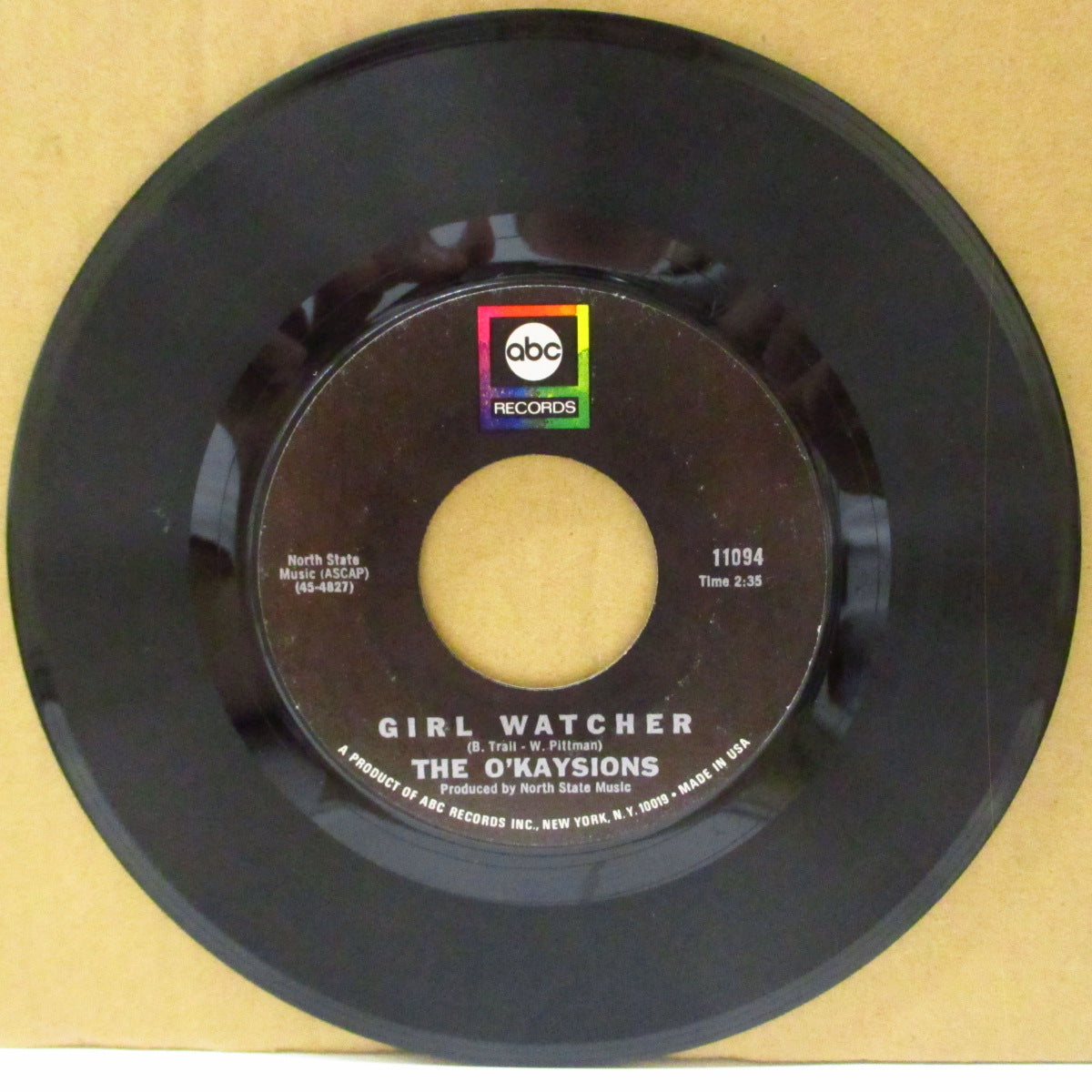 O'KAYSIONS, THE (ザ・オケイジョンズ) - Girl Watcher / Deal Me In (US '68 ABC社再発 7インチ)マイルド・ノーザン・クラシック!