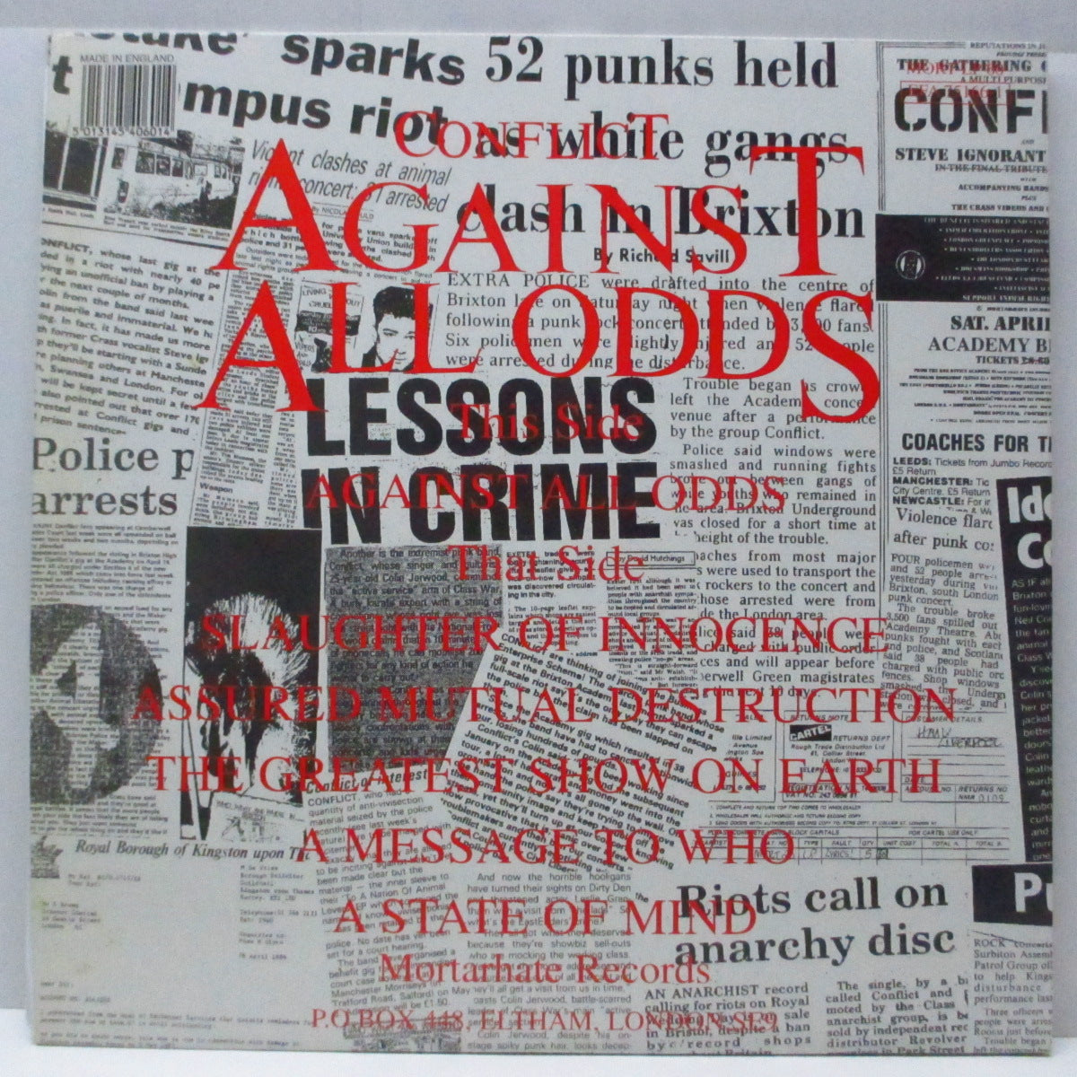 CONFLICT (コンフリクト) - Against All Odds (UK オリジナル LP+インナー/見開ジャケ)