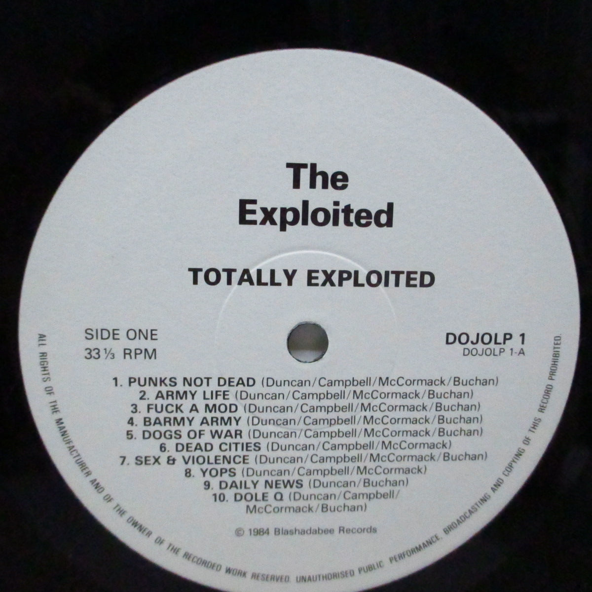 EXPLOITED, THE (ジ・エクスプロイテッド) - Totally Exploited (UK オリジナル LP) 全20曲、初期ベスト!
