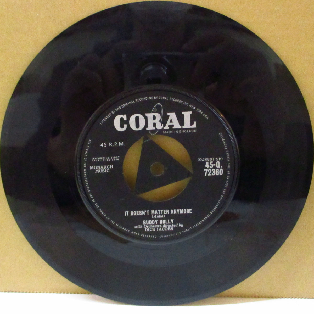 BUDDY HOLLY (バディ・ホリー) - It Doesn't Matter Anymore (UK '59年「初回トライアングル・センター」オリジナル7インチ)
