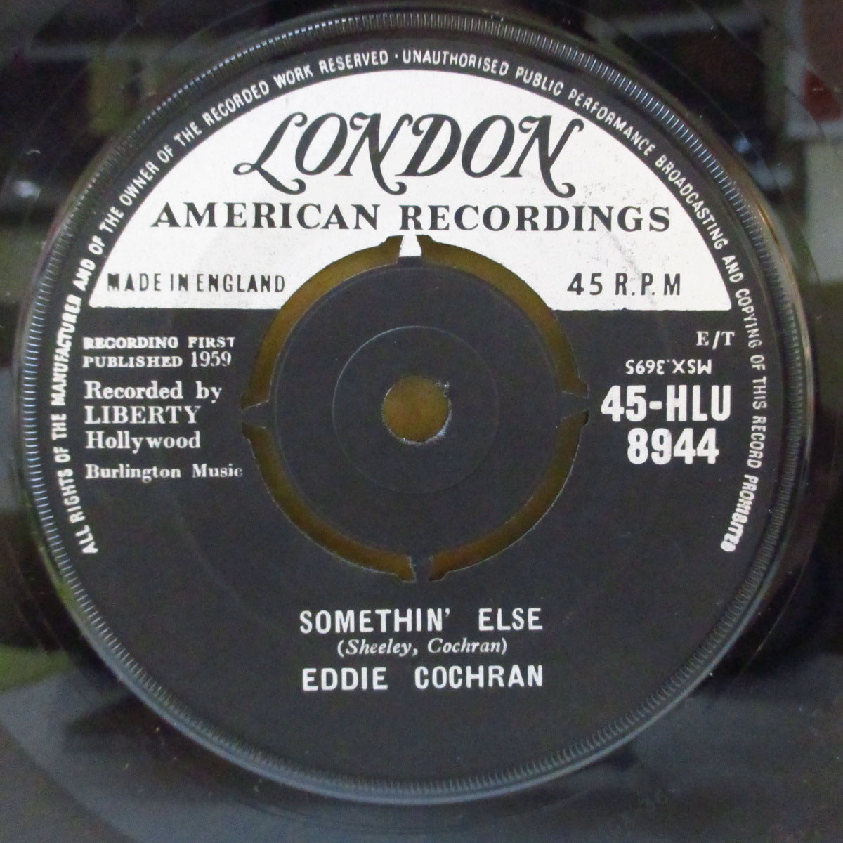 EDDIE COCHRAN (エディ・コクラン) - Somethin' Else (UK '59 セカンドプレス「ラウンド・センター」7インチ+カンパニースリーブ) R&Rクラシック