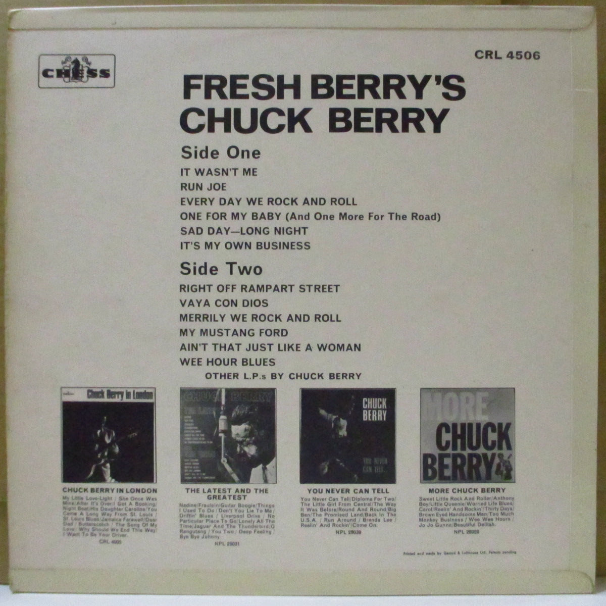 CHUCK BERRY (チャック・ベリー) - Fresh Berry's (UK '65 オリジナル・モノラル LP/表面コーティング3面折り返し有りジャケ) 英独自ジャケ、近年稀な奇跡の美品