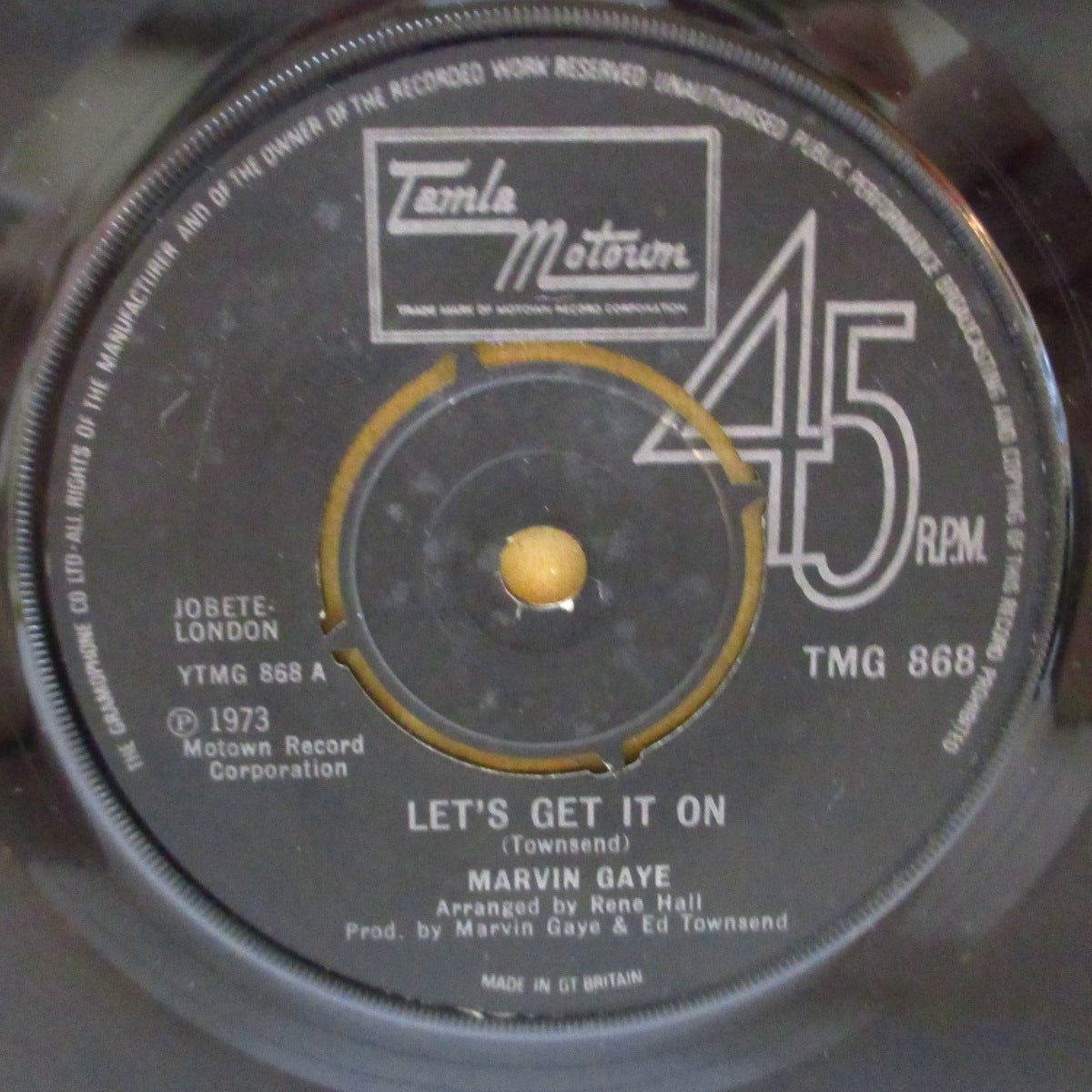 MARVIN GAYE (マーヴィン・ゲイ) - Let's Get It On (UK '73 オリジナル「グラモフォン・リム、プッシュアウト・センター」7インチ) チャート1位の大ヒット名曲