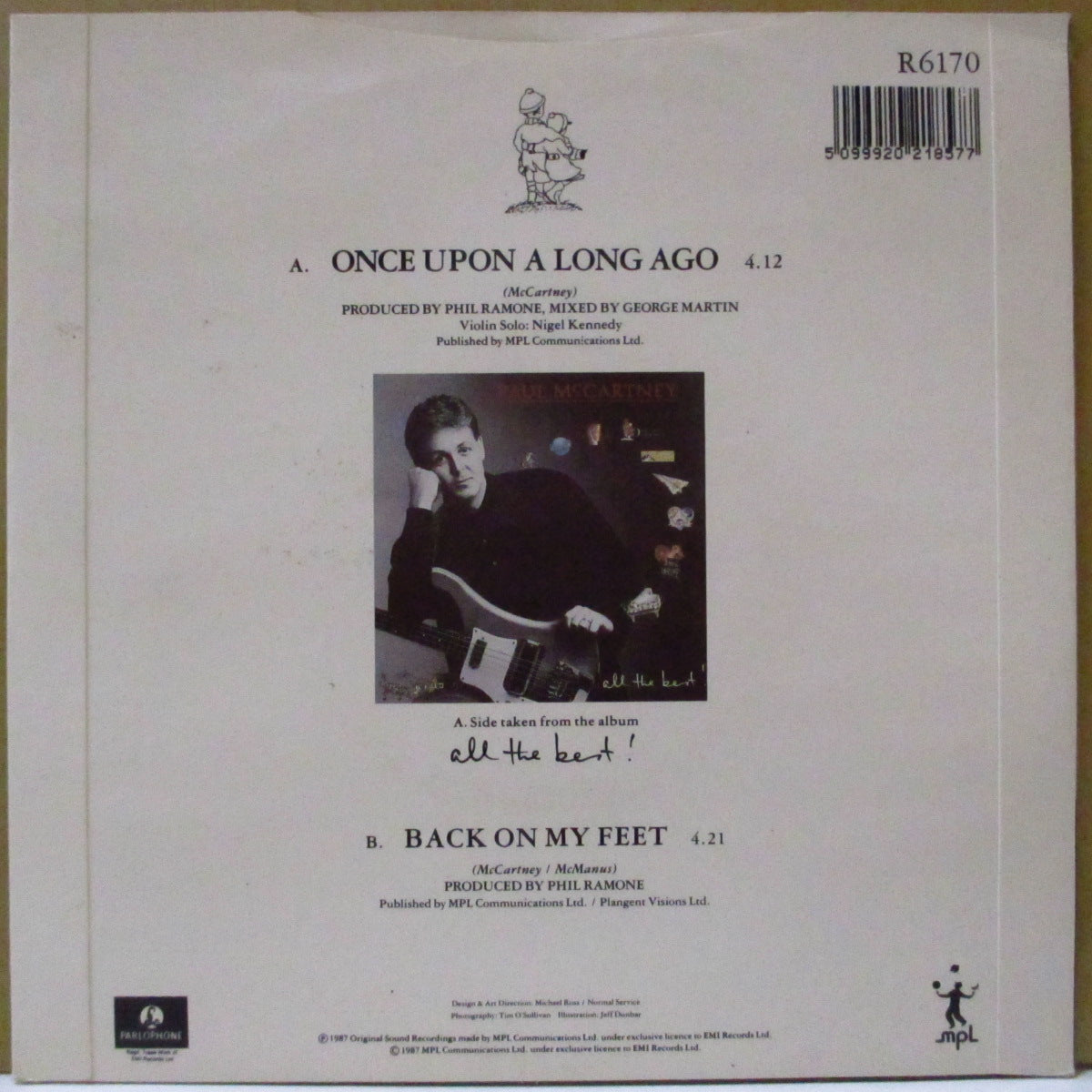 PAUL McCARTNEY (ポール・マッカートニー) - Once Upon A Long Ago (UK '87 オリジナル 7インチ+光沢固紙ジャケ)