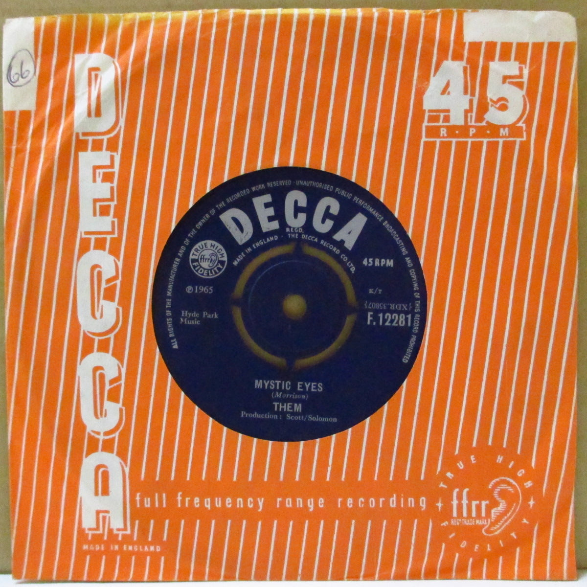THEM (ゼム) - Mystic Eyes (UK '65 オリジナル 7インチ+カンパニースリーブ)