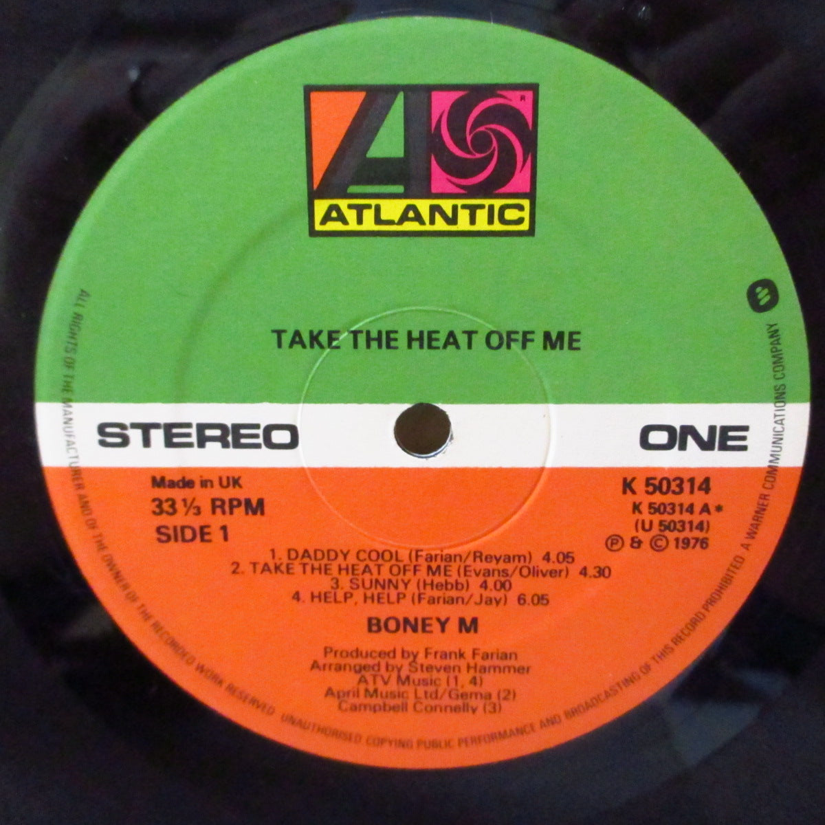 BONEY M. (ボニー・エム) - Take The Heat Off Me (UK '76 オリジナル・ステレオ LP) '76年デビュー・アルバム「ダディ・クール」