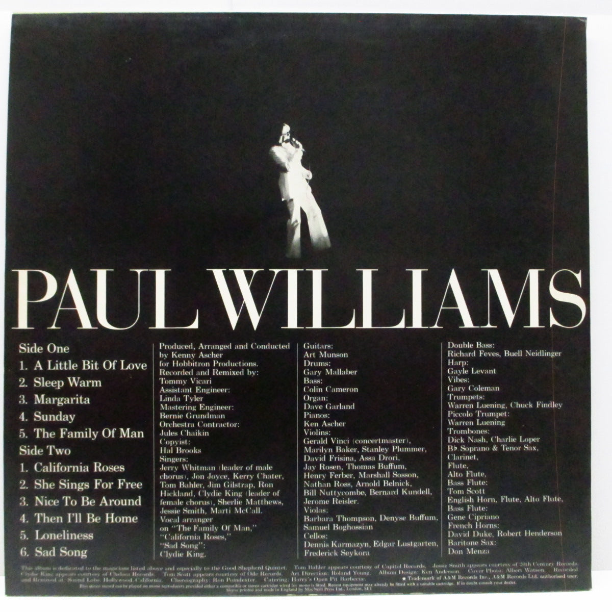 PAUL WILLIAMS (ポール・ウィリアムス) - A Little Bit Of Love (UK オリジナル LP+インナー/AMLH63655) '74年6th アルバム!