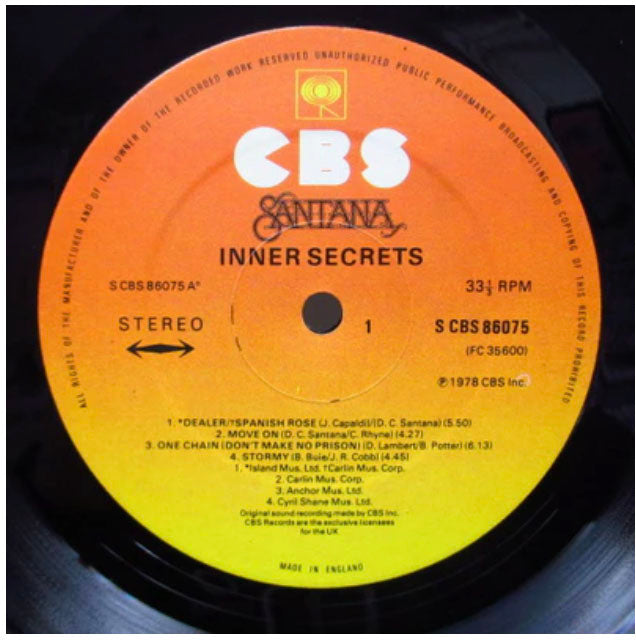 SANTANA (サンタナ) - Inner Secrets (UK オリジナル LP+インサート/「銀ステッカー」付きジャケ) '78年10th アルバム!