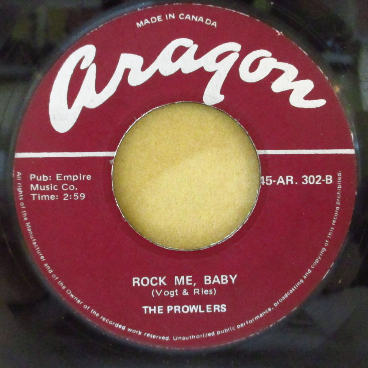 PROWLERS, THE (ザ・プロウラーズ) - Rock Me, Baby (US '80年代リプロ再発 7インチ) ワイルド・ロカビリー!