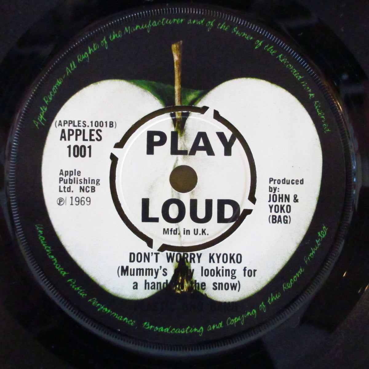 JOHN LENNON (PLASTIC ONO BAND) (ジョン・レノン (プラスチック・オノ・バンド)) - Cold Turkey (UK '69 オリジナル「ラウンドセンター 7インチ+アップル・ダイカット黒スリーブ)