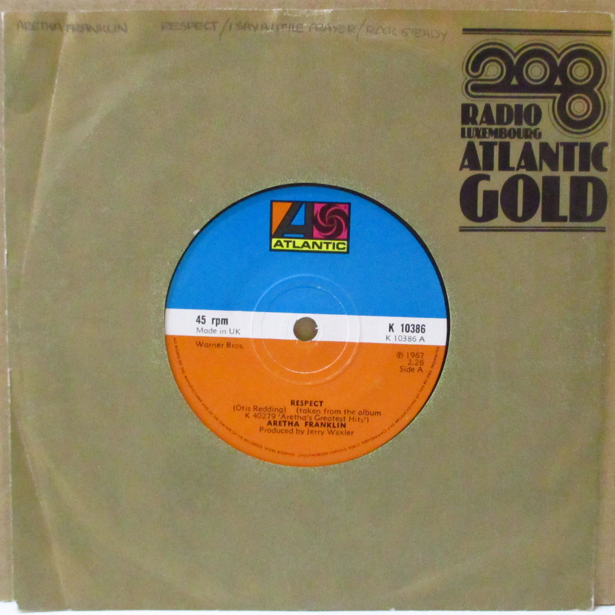 ARETHA FRANKLIN (レサ・フランクリン) - Respect +2 (UK '74年再発 3曲入り7インチ+カンパニースリーブ)ヒット3曲カップリング再発