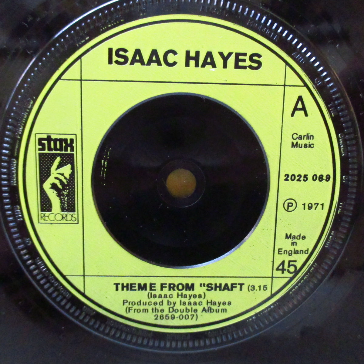 ISAAC HAYES (アイザック・ヘイズ) - Theme From Shaft (UK 70's 再発「グリーン・ラベ」7インチ) FUNKYクロスオーヴァー名曲
