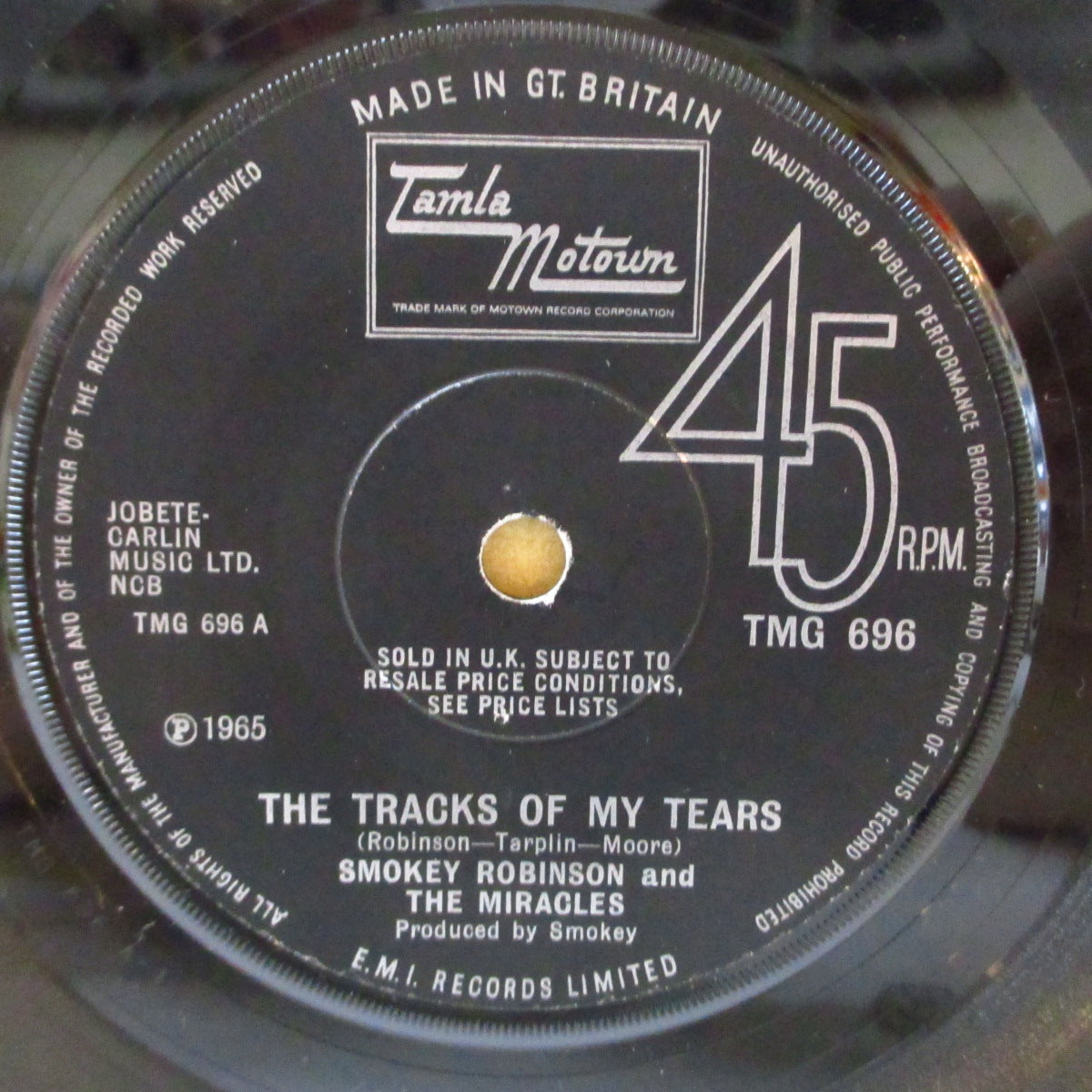 MIRACLES (SMOKEY ROBINSON & THE) (スモーキー・ロビンソン&ザ・ミラクルズ) - The Tracks Of My Tears (UK '69年再発「All Right=リム・ソリッド・センター」7インチ) ノーザン・バラッド名曲+ジャーク・ノーザン