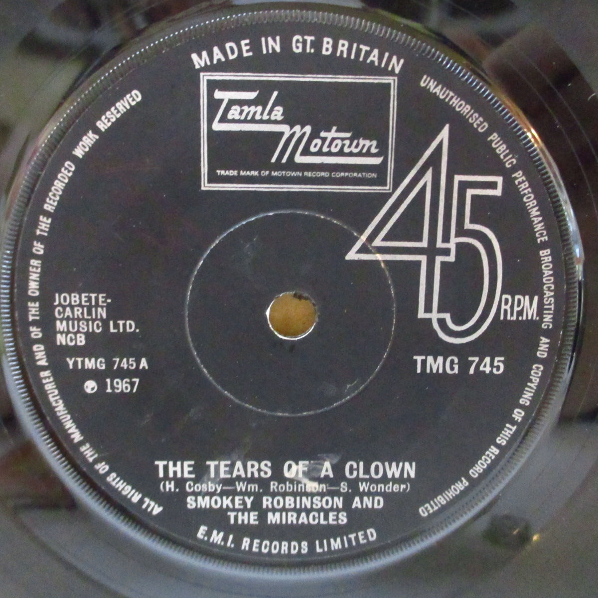 MIRACLES (SMOKEY ROBINSON & THE) (スモーキー・ロビンソン&ザ・ミラクルズ) - The Tears Of A Clown (UK '70 オリジナル「All Right リム・ソリッド・センター」 7インチ+カンパニースリーブ ) 美メロ・ノーザン・クラシック