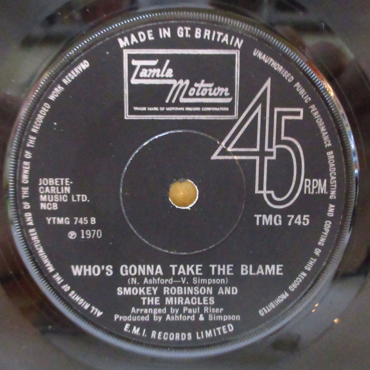 MIRACLES (SMOKEY ROBINSON & THE) (スモーキー・ロビンソン&ザ・ミラクルズ) - The Tears Of A Clown (UK '70 オリジナル「All Right リム・ソリッド・センター」 7インチ+カンパニースリーブ ) 美メロ・ノーザン・クラシック