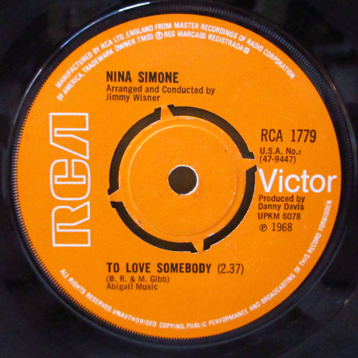 NINA SIMONE (ニーナ・シモン) - To Love Somebody (UK '69 オリジナル「プッシュアウト・センター」7インチ+カンパニースリーブ)ファンキー・ノーザン・カヴァ!