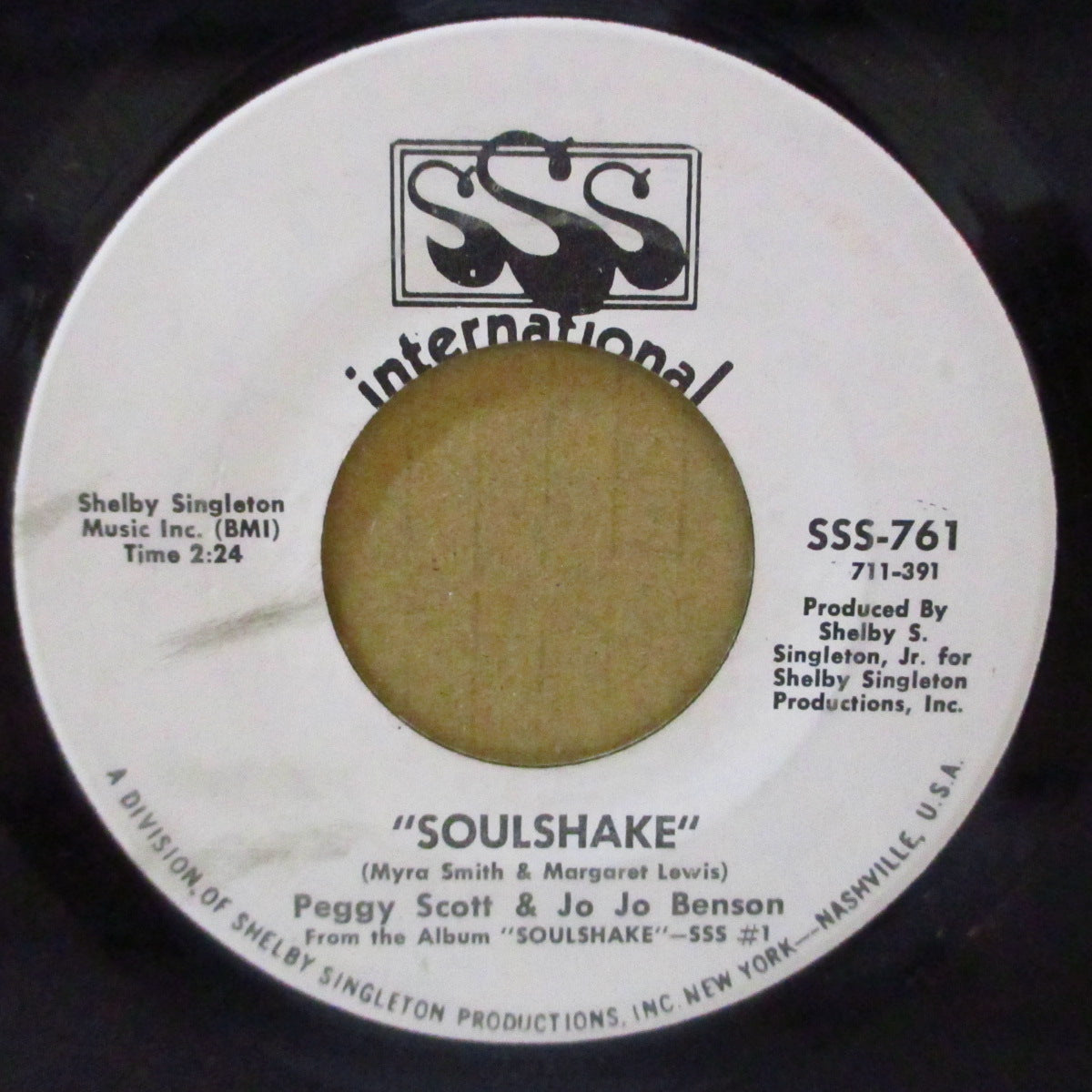 PEGGY SCOTT & JO JO BENSON (ペギー・スコット&ジョ・ジョ・ベンソン) - Soulshake (US '69 プロモ 白ラベ 7インチ)