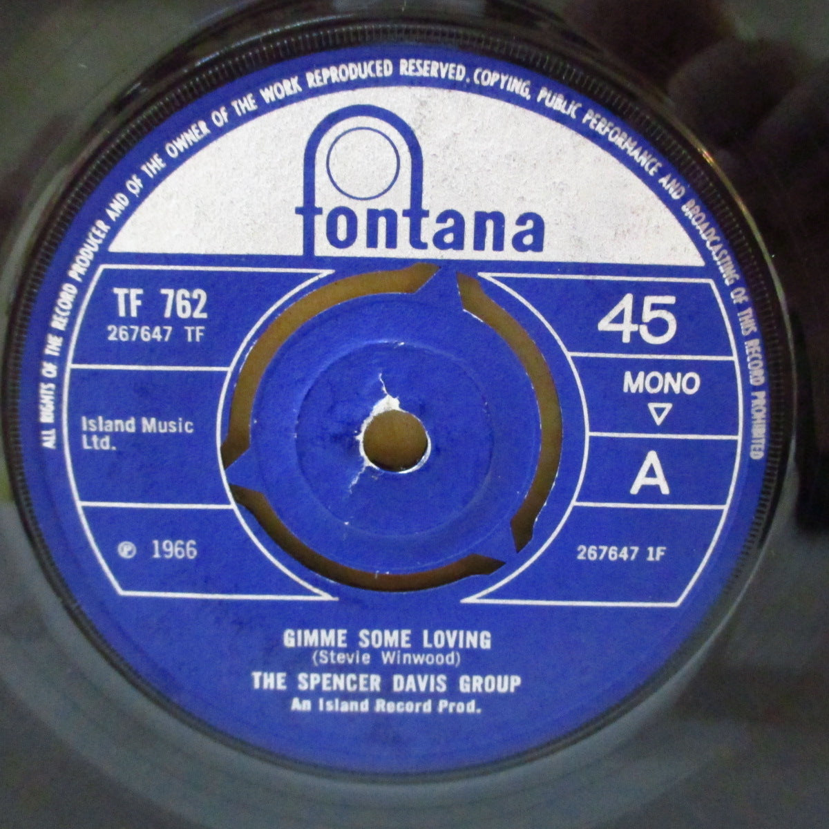 SPENCER DAVIS GROUP (スペンサー・デイヴィス・グループ) - Gimme Some Loving (UK '66 オリジナル「3プロング・ラウンドセンター」モノラル 7インチ+カンパニースリーブ)