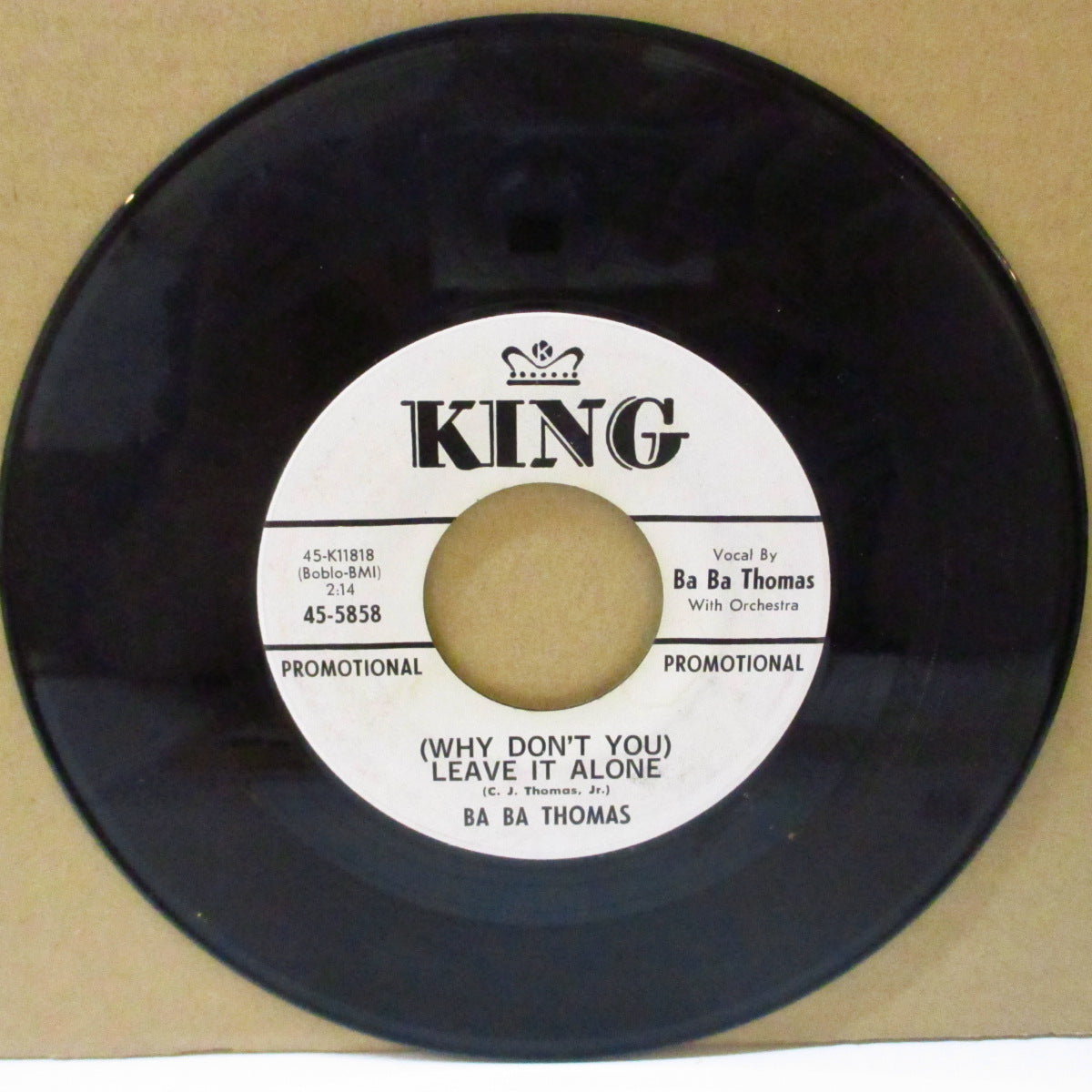 BA BA THOMAS (ババ・トーマス) - (Why Don't You) Leave It Alone (US '64 プロモ・白ラベ 7インチ) リトル・リチャード直系ブラック・ロックンロール・ジャイヴァー名曲!