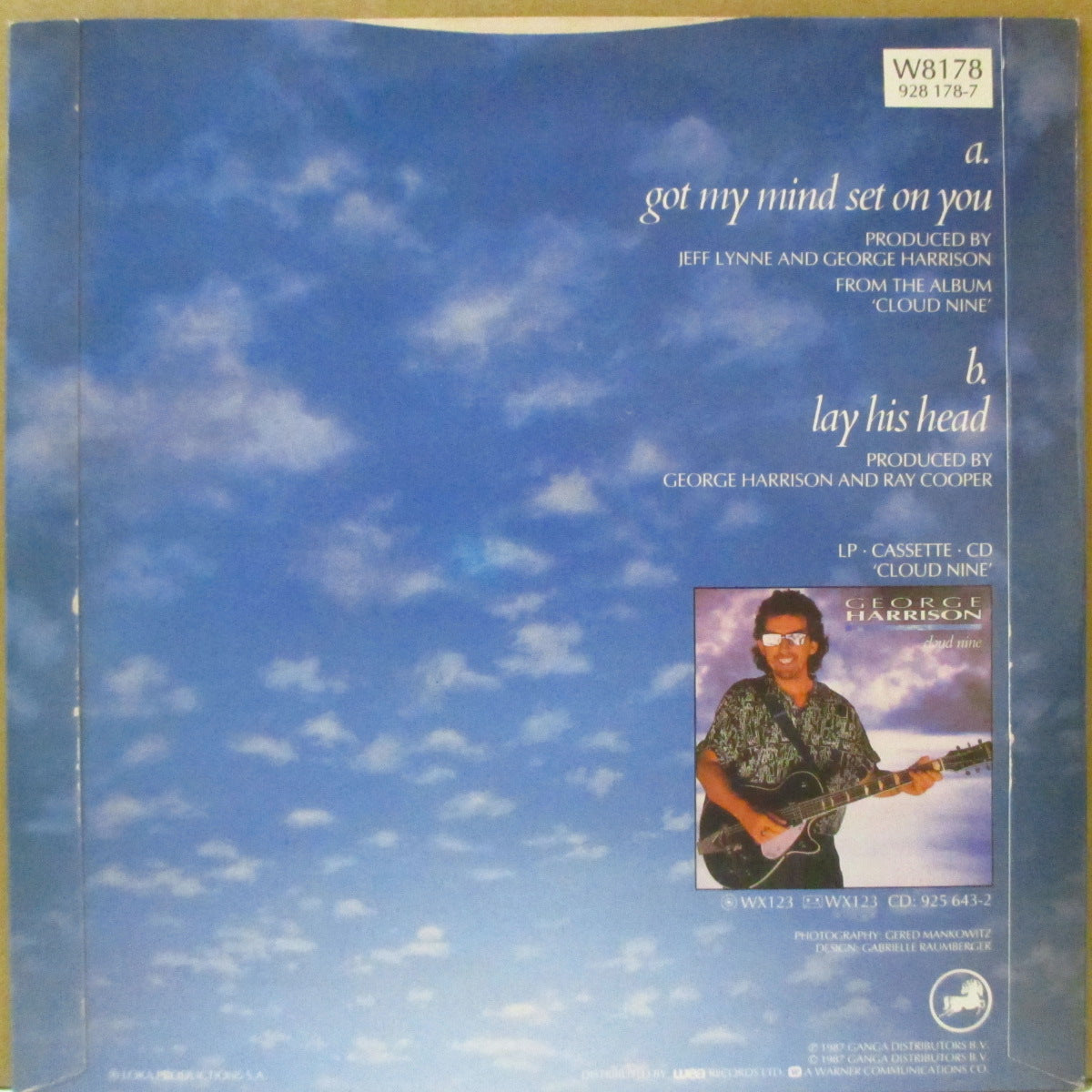 GEORGE HARRISON (ジョージ・ハリスン) - Got My Mind Set On You (UK '87 オリジナル「馬三頭カラー紙ラベ・フラットセンター」7インチ+光沢固紙ジャケ)