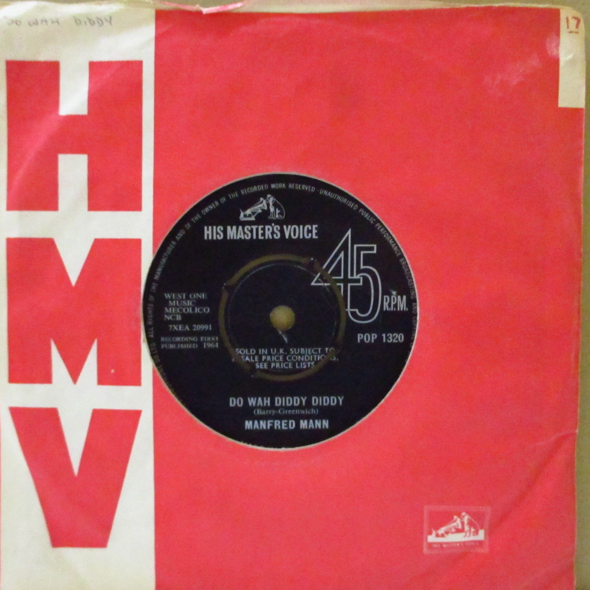 MANFRED MANN (マンフレッド・マン) - Do Wah Diddy Diddy (UK '64 オリジナル「ラウンドセンター」 7インチ+カンパニースリーブ)