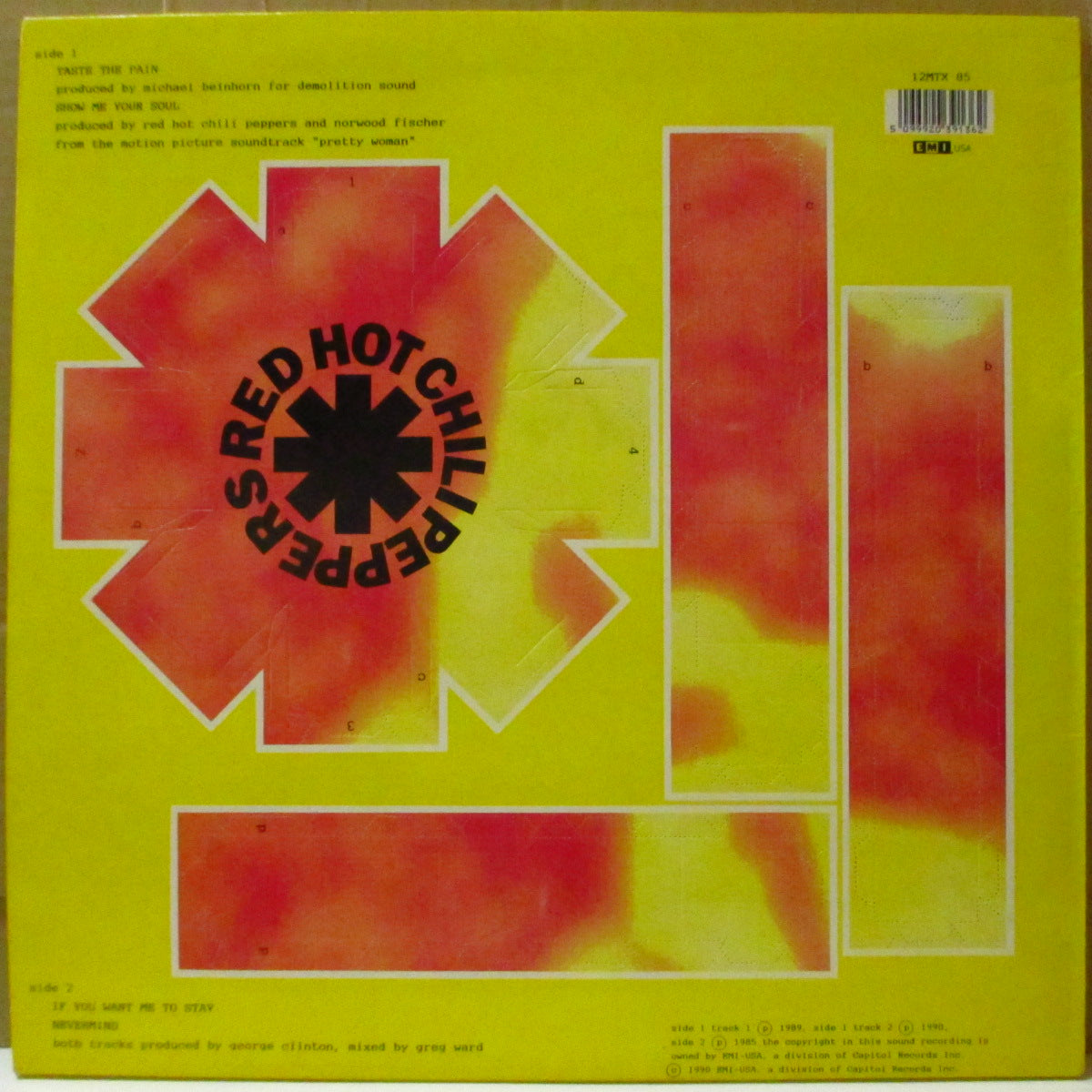 RED HOT CHILI PEPPERS (レッド・ホット・チリ・ペッパーズ) - Taste The Pain +3 (UK オリジナル4曲入り 12インチ+インナー/ペーパー・キット・ジャケ) '90年シングル