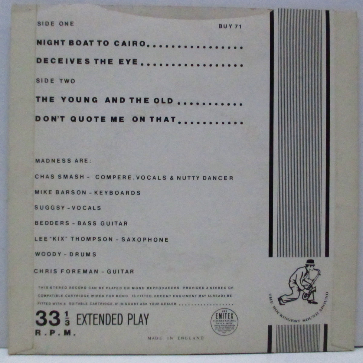 MADNESS (マッドネス) - Work Rest & Play (UK オリジナル「フラットセンター」4曲入り7"/光沢固紙折り返しジャケ)「青」ロゴ Ver.