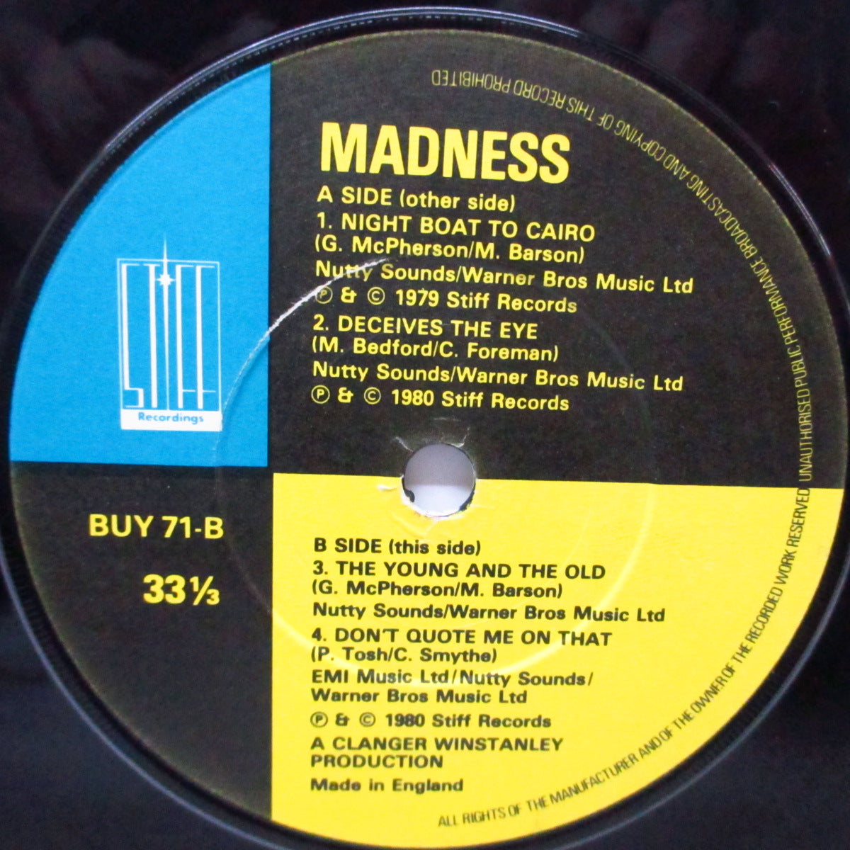 MADNESS (マッドネス) - Work Rest & Play (UK オリジナル「フラットセンター」4曲入り7"/光沢固紙折り返しジャケ)「青」ロゴ Ver.