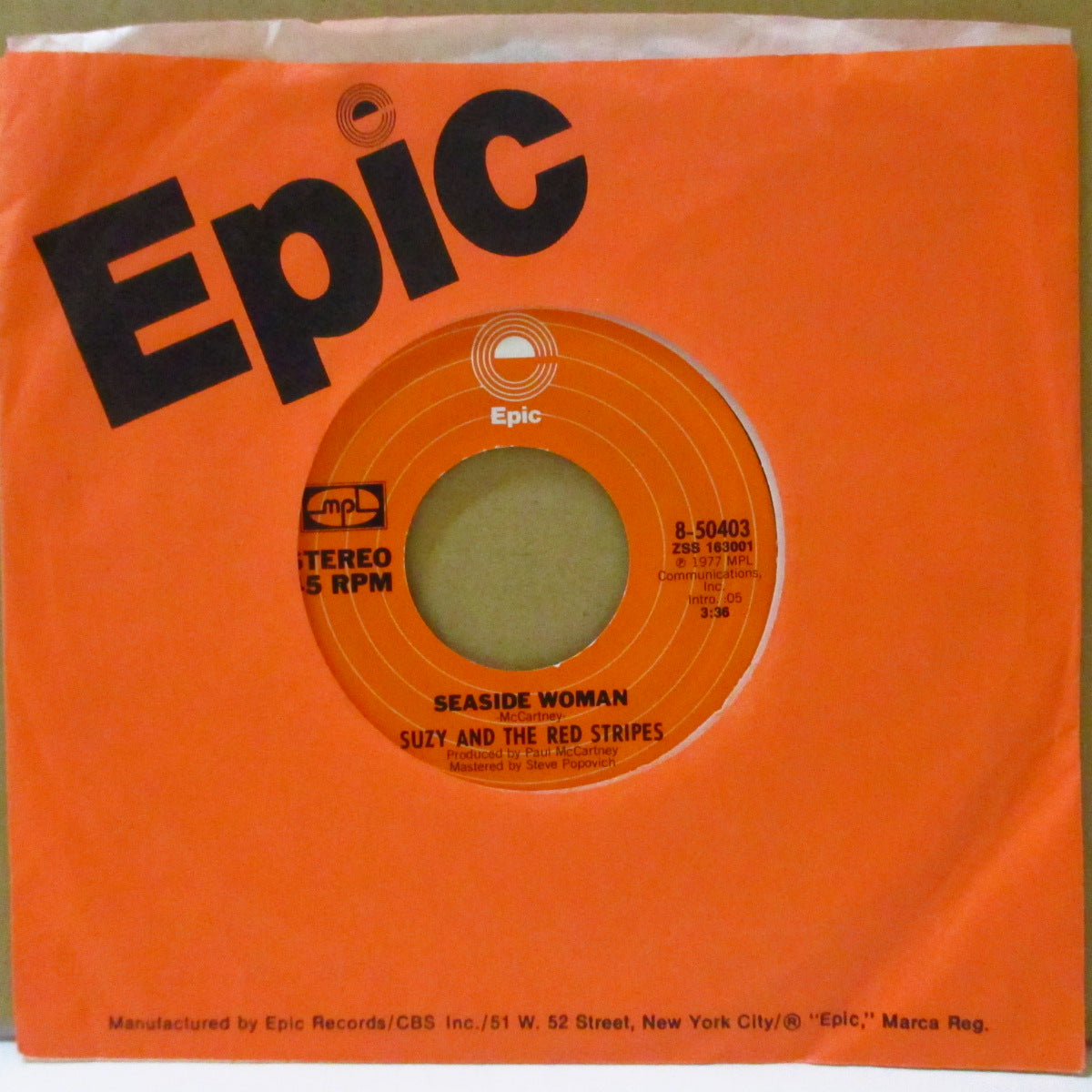 SUZY AND THE RED STRIPES (Linda & Paul McCartney ) (スージー&レッド・ストライプス = リンダ&ポール・マッカートニー) - Seaside Woman (US '77 オリジナル 7インチ+カンパニースリーブ)