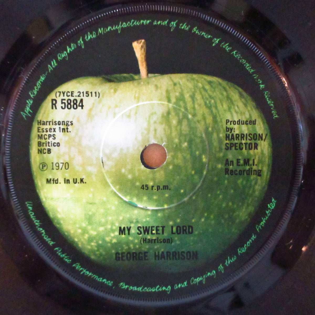 GEORGE HARRISON (ジョージ・ハリスン) - My Sweet Lord (UK '71 オリジナル「Essexクレジット・ラベ・フラットセンター」7インチ+カラー顔写真ジャケ)
