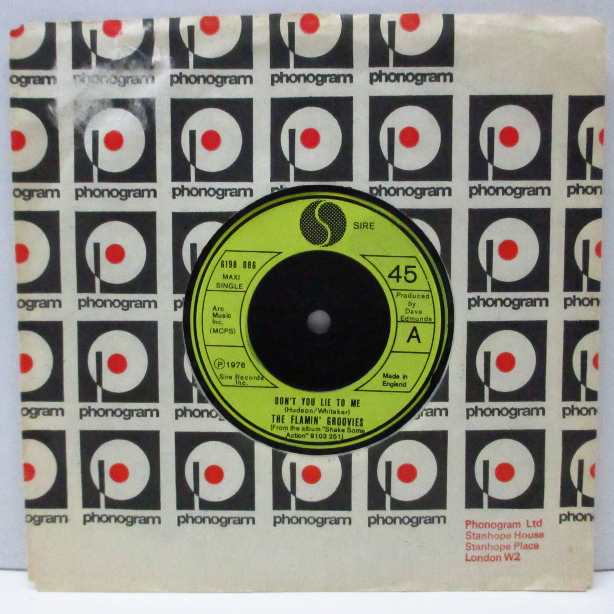 FLAMIN’ GROOVIES, THE (フレイミン・グルーヴィーズ) - Don't You Lie To Me +2 (UK オリジナル 7"/カンパニースリーブ) b/w Shake Some Action !