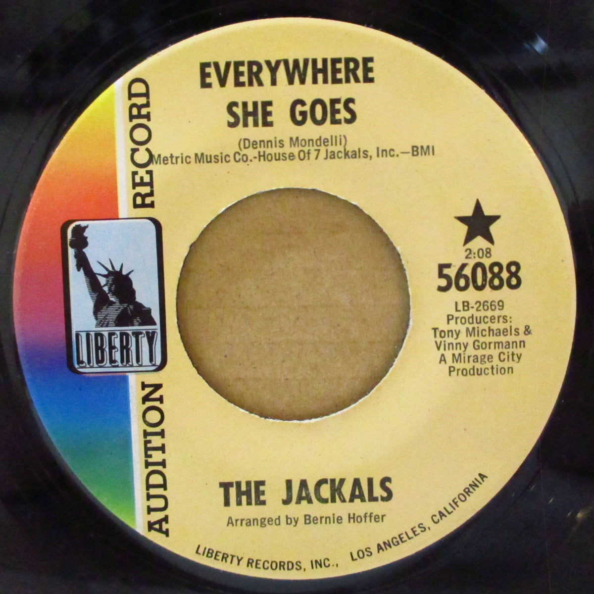 JACKALS, THE (ザ・ジャッカルズ) - Linda Come Lately (US '69 プロモ・ラベ7インチ)美メロ・ミッドテンポ・サンシャインポップ・ノーザン!