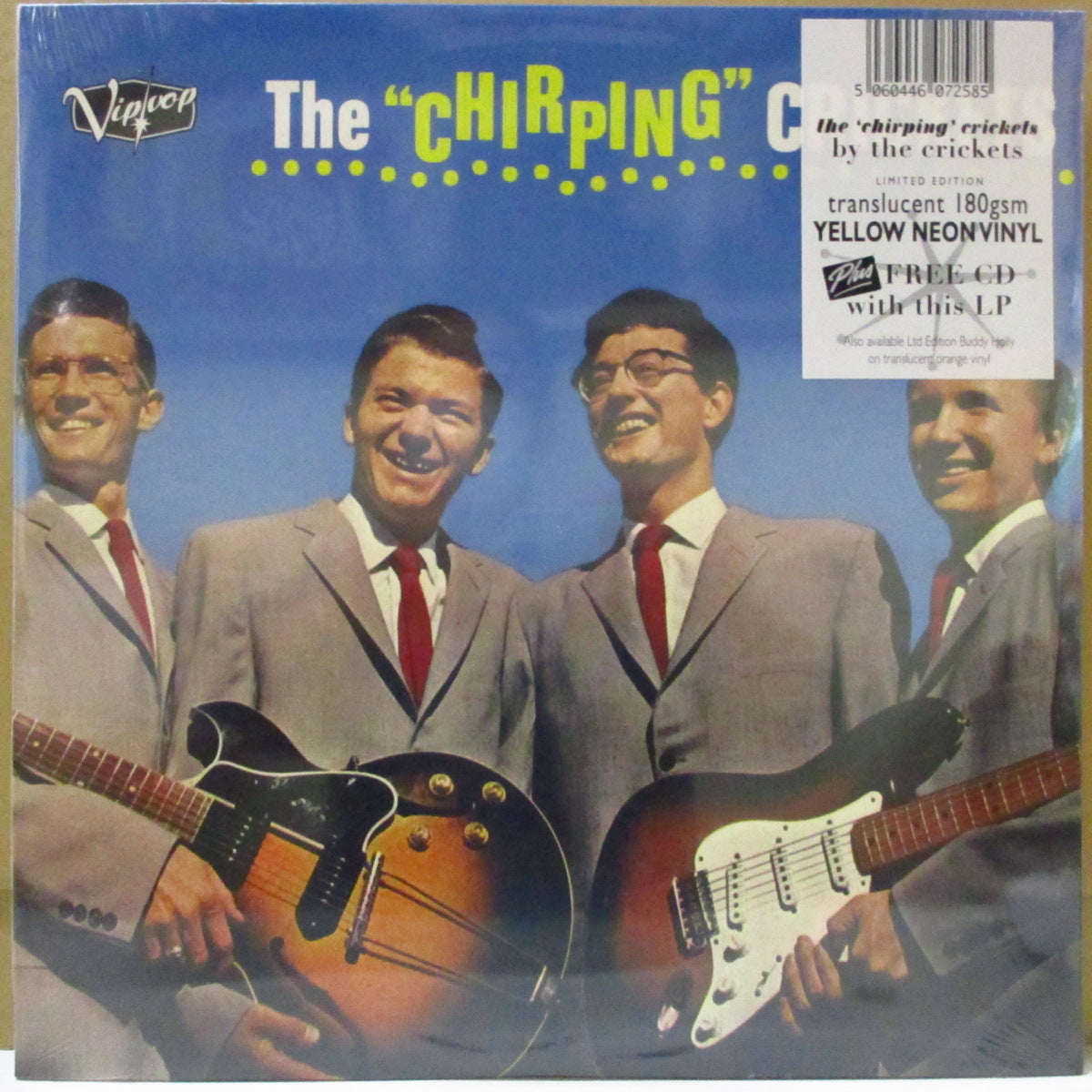 BUDDY HOLLY (THE CRICKETS) (バディ・ホリー & ザ・クリケッツ) - The Chirping Crickets (UK '19 限定リマスター再発「ネオン・イエローVINYL」180g モノラルLP+CD、3面折り返しジャケ/廃盤 New )クリケッツ名義'57年デビュー・アルバム
