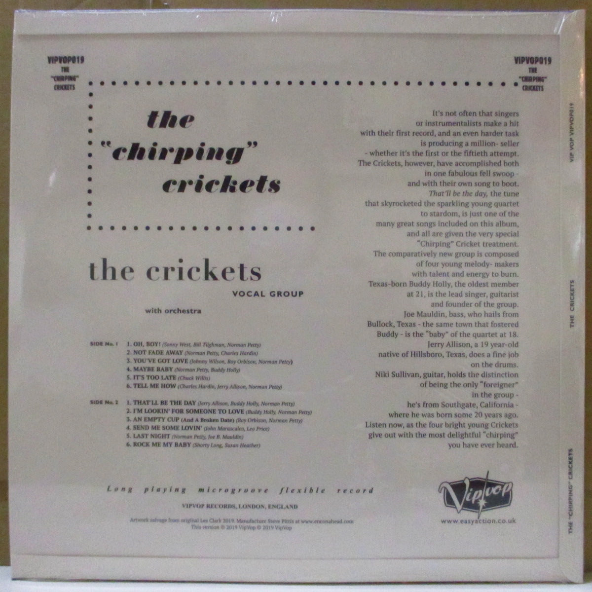 BUDDY HOLLY (THE CRICKETS) (バディ・ホリー & ザ・クリケッツ) - The Chirping Crickets (UK '19 限定リマスター再発「ネオン・イエローVINYL」180g モノラルLP+CD、3面折り返しジャケ/廃盤 New )クリケッツ名義'57年デビュー・アルバム