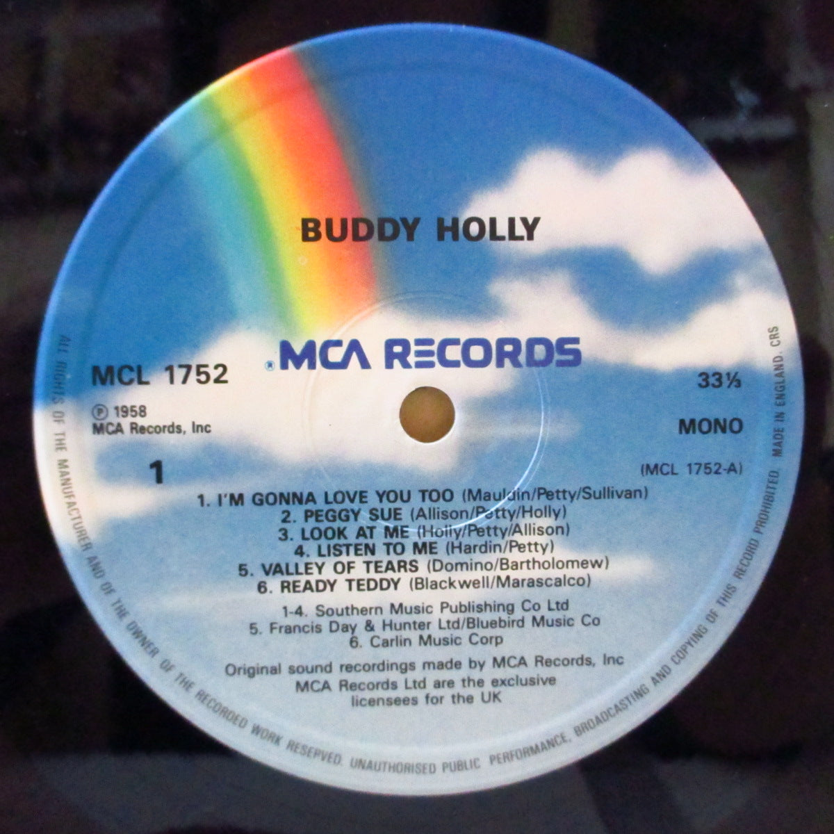 BUDDY HOLLY (バディ・ホリー) - Buddy Holly (UK '85 再発モノラル LP/バーコード・ジャケ) '58年ソロ名義デビュー・アルバム
