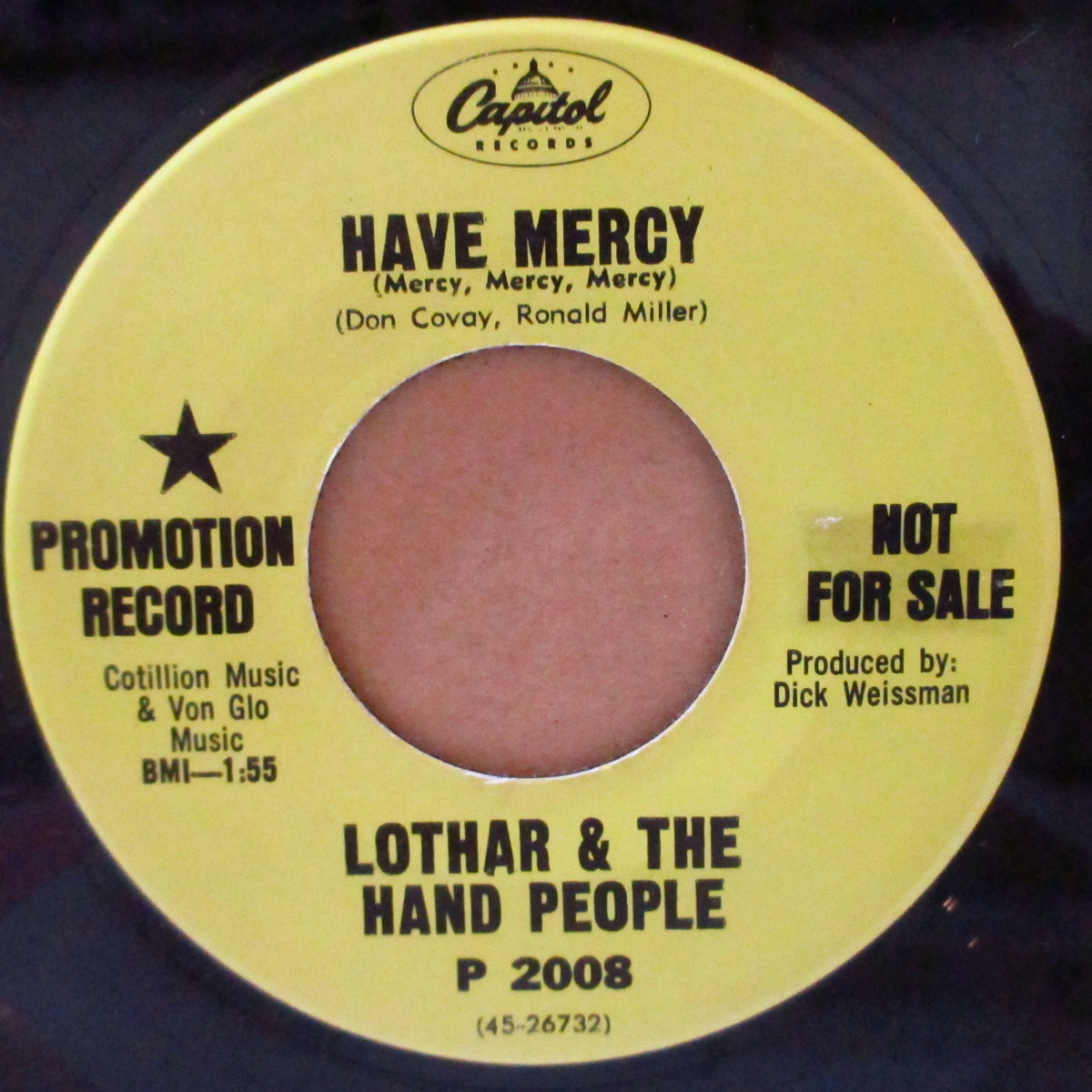 LOTHAR & THE HAND PEOPLE (ロサール&ハンド・ピープル) - Have Mercy (US '67 プロモ・黄緑ラベ 7インチ)サイケ・ガレージ・カバー!
