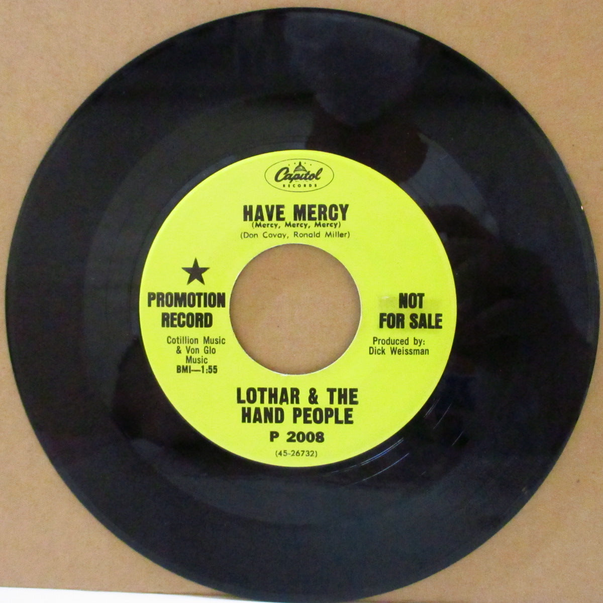 LOTHAR & THE HAND PEOPLE (ロサール&ハンド・ピープル) - Have Mercy (US '67 プロモ・黄緑ラベ 7インチ)サイケ・ガレージ・カバー!